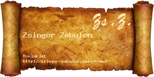 Zsingor Zebulon névjegykártya